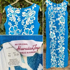 An Original Hawaiian Togs Made In Hawaii Dress Hawaiian Tiki Aloha Bark cloth 10 - Picture 1 of 24