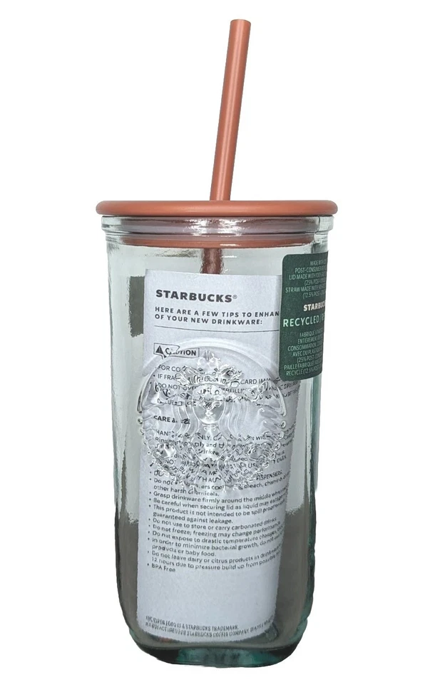 Vaso marrón con fondo triángulo de vidrio reciclado Starbucks 16 oz Gr G1N Foto 1 de 1