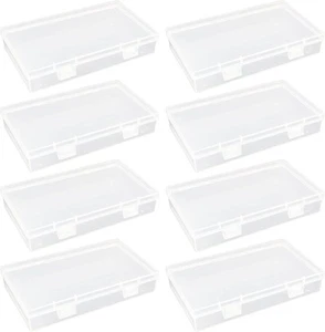 8Pack Plastic Storage Container Boxes Hinged Lid DIY Arts Crafts Markers Pens - Picture 1 of 9