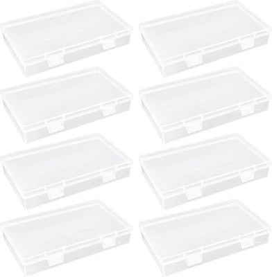8Pack Plastic Storage Container Boxes Hinged Lid DIY Arts Crafts Markers Pens - Image 1 of 4