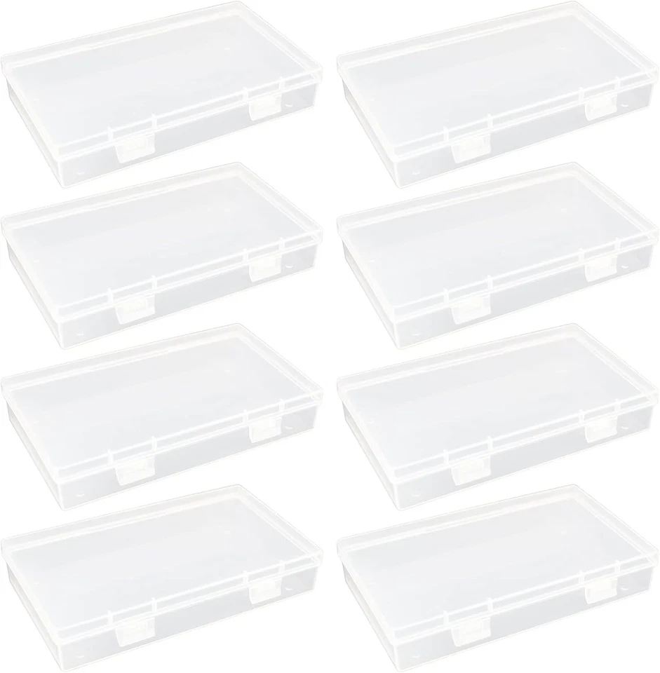 8Pack Plastic Storage Container Boxes Hinged Lid DIY Arts Crafts Markers Pens - Image 1 of 4