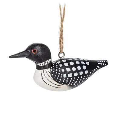Abbott Collection 27-LODGE-0118 Loon Carved Ornament, Black