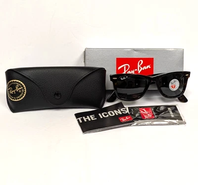 Ray-Ban Wayfarer Sunglasses Tortoise 150-50-22 Green Polarized Lenses RB2140 - Image 1 of 4