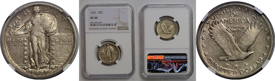 1921 Standing Liberty Quarter   NGC XF-40 - Image 1 of 3