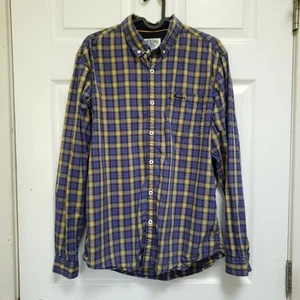 Camisa Wrangler Púrpura Amarilla A Cuadros Manga Larga Con Botones Para Hombre L - Imagen 1 de 4