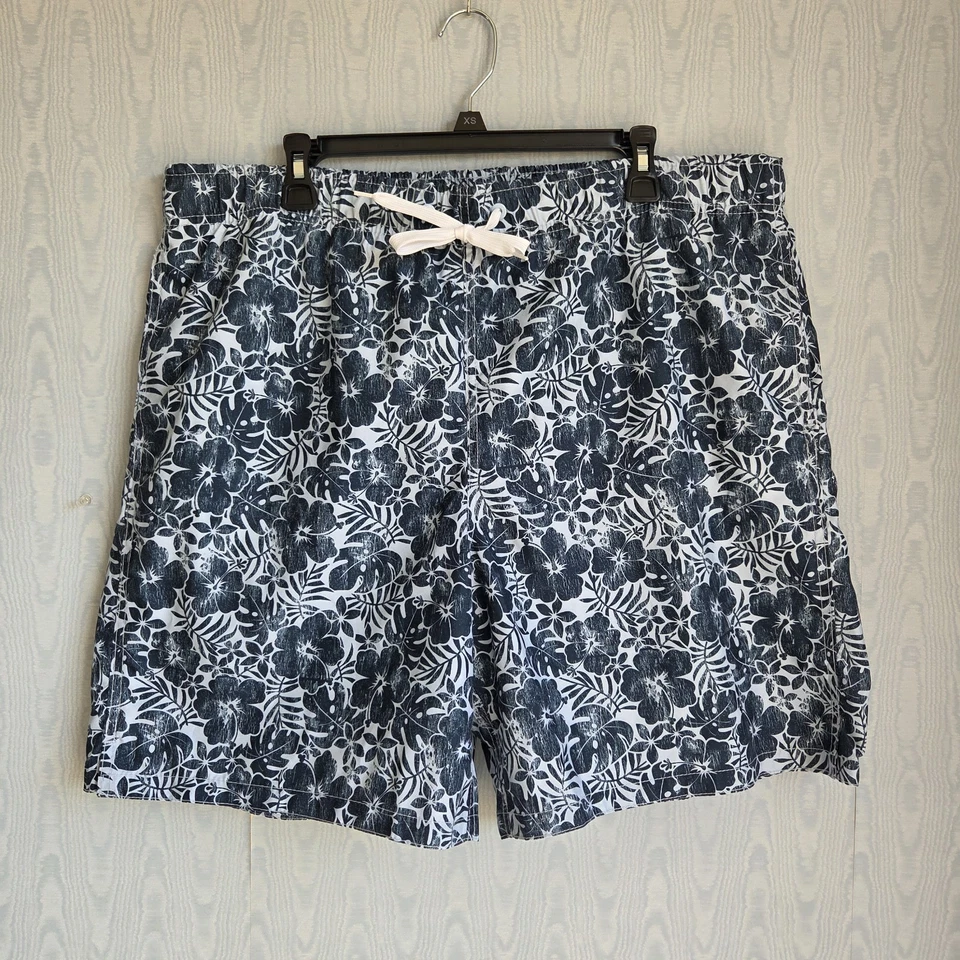De Colección Y2K Para Hombres XL Merona Hawaiano Floral Tabla Bañador Board Shorts Azul Blanco Foto 1 de 4