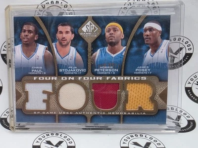2009-10 SP Game Used 4 on 4 Game-Used Patches /65 Spurs-Hornets Parker/Paul COA - Image 1 of 4