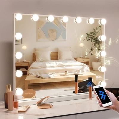 Vanity Mirror with Lights and Bluetooth Speaker Hollywood Mirror 15 LED Bulbs - Image 1 of 4