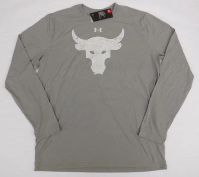 Under Armour Men's L XL Project Rock Long Sleeve Shirt Gray Silver - READ - Image 1 of 4
