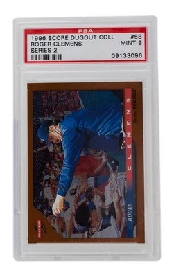 Roger Clemens 1996 Score Dugout #58 Boston Red Sox Baseball Card PSA Mint 9 - Image 1 of 3