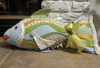 Rare Decorative Pillow Fish Multicolor Seaside Home Decor, Kids Room  22” X 12” - Image 1 of 4