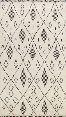 Geometric Moroccan Berber Oriental Area Rug Hand-Knotted Wool Vegetable Dye 6x9 - Image 1 of 4