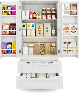 47" Kitchen Pantry Storage Cabinet with Drawers Freestanding Bathroom Storage Ca - Picture 1 of 9