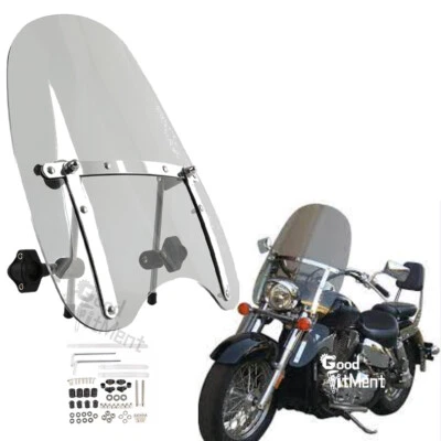 For Honda VTX1300 S C 18"x16" Large Motorcycle Windshield Windscreen 7/8" 1" Bar - Image 1 of 4