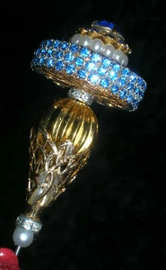 CattWalk Original ~ Vintage Dark Sapphire Rhinestone Pillbox Hatpin - Picture 1 of 3