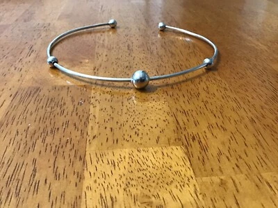 Vintage 925 Sterling Silver Bead Collar Choker Necklace  - Image 1 of 4