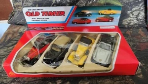 Vtg Old Timer Die Cast Metal Pull Back Action Cars Set Rare DO - Picture 1 of 9