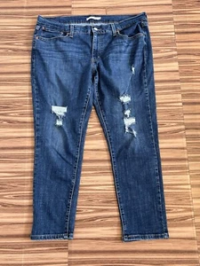 Levis Jeans Womens Boyfriend Distressed sz 33x27 Blue - Picture 1 of 6