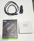 Unused Black Belkin 37W Dual USB Car Charger + USBC to USBC Cable in Retail Pkg