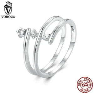 Anillo de boda VOROCO 925 plata esterlina multicapa estrellas mujeres regalos joyería - Imagen 1 de 15