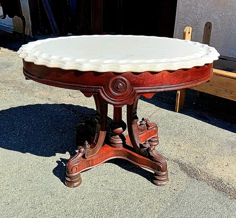Victorian Marble Top Parlor Table, Antique Center Table Attributed To Alexander Cover