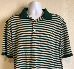 Masters Collection 100% Pima Cotton Golf Polo S/S Shirt Green White Stripe XL - Picture 1 of 10