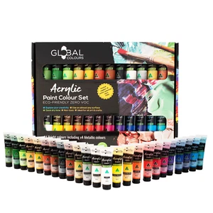 GLOBAL COLOURS Acrylic Paint Set – 24 x 36ml Tubes – Artist Quality, Waterproof - Picture 1 of 9