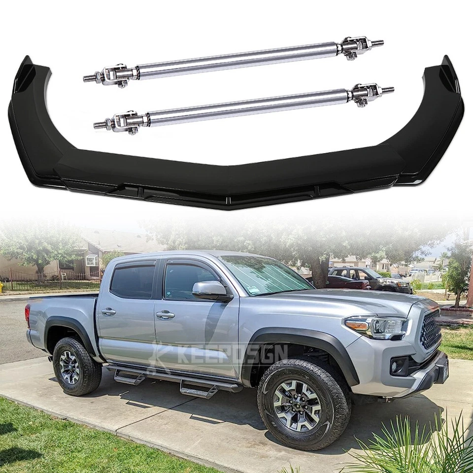 Kit de carrocería de alerón de barbilla divisor de labios de parachoques delantero y varillas de puntal para Toyota Tacoma Foto 1 de 4