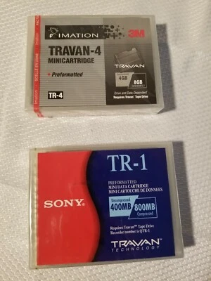 2 NEW Mini Data Cartridges 4 Travan Tape Drives Imation TR-4 4GB Sony TR-1 400MB - Image 1 of 4