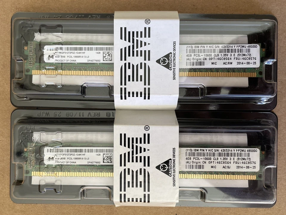 2x NEW MICRON/iBM  MT18KDF51272PDZ-1G4K1HF / 46C0564 C3-10600R DDR3-1333 4GB REG - Image 1 of 2
