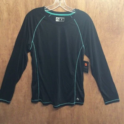 NUEVO CON ETIQUETAS RBX Camisa Manga Larga Performance Active Top Talla XL Negro Verde azulado Borde Xx1 Foto 1 de 4