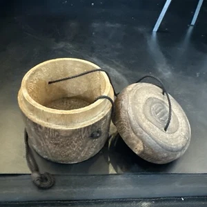 Japanese Handmade Round Box With Silk Cord  Marked - Picture 1 of 11