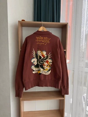 Sudadera con capucha y cremallera tatuaje marrón japonés Ed Hardy de Christian Audigier de colección Foto 1 de 4