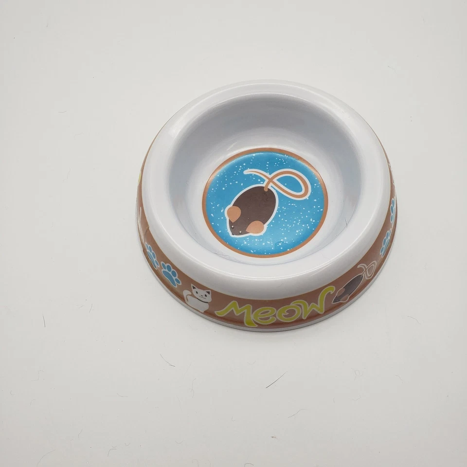tigela de gato com desenho de mouse em plástico inferior 1" diâmetro profundo ponta a ponta 4,5" - Imagem 1 de 4
