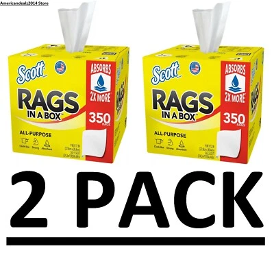 2 包 - Scott Rags In a Box,白色,所有用途(350 张/盒){共 700 克拉} — 第 1/4 张图片