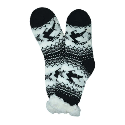 Meias chinelo térmicas quentes antiderrapantes femininas aconchegantes de inverno Sherpa forradas de lã - Imagem 1 de 4