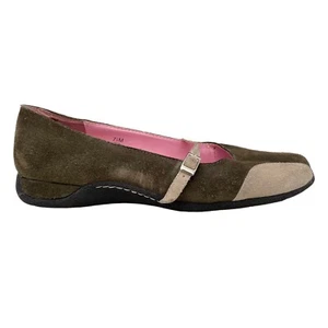 Pazzo Riva grün beige Wildleder Mary Jane flache Damenschuhe Größe 7,5 M Freizeit - Bild 1 von 9