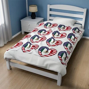 Mexican American Heart Flag Velveteen Plush Blanket Valentines Gift Mexico USA - Picture 1 of 13