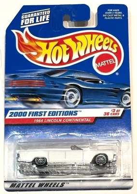 2000 Hot Wheels #63 First Editions 3/36 '64 LINCOLN CONTINENTAL White w/Lace Sp - Image 1 of 2