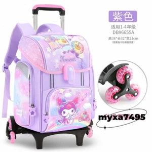 Backpack Cinnamoroll Student Bag Wheels Kuromi Trolley Case Climbing Stairs Bag - Picture 1 of 30