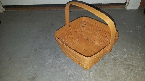 Longaberger Square Peg Basket hand woven approx 8x8x5 handle liner 2001 Cover