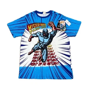 Jeanius Akademiks Short Sleeve Men's Mysterman Blue White T-Shirt Size Medium - Picture 1 of 10