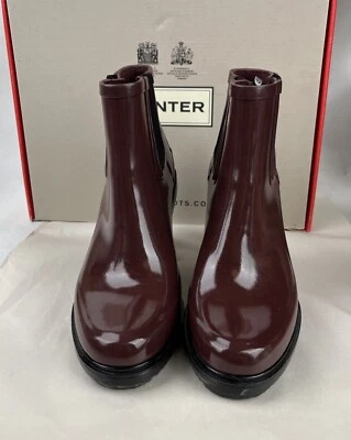 Hunter Granate Negro Goma Tacón Alto Medio Tobillo Botas Zapatos Para Mujer Talla 37/6 Foto 1 de 4