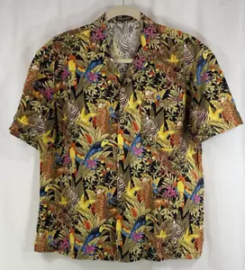 Baron's Alan Stuart Button Shirt Animal Zebra Leopard Giraffe Macaw Monkey XL - Picture 1 of 13