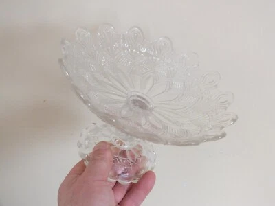 + Coupe présentoir en cristal moulé ancienne 19ème pied torsadé + - Photo 1/4