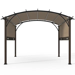 EAGLE PEAK 11.4x11.4 Outdoor Pergola with Retractable Textilene Sun Shade Top - Picture 1 of 7