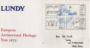 Lundy Is 1975 European Architectural Heritage miniature sheet with margins FDC - Picture 1 of 2