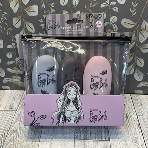 Mad Beauty Tim Burton Corpse Bride Travel Bottle Kit Set Grey Pink Purple 2.03oz - Picture 1 of 1