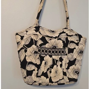 Bolso de Mano Vera Bradley Negro Crema Floral Acolchado Bolso de Hombro Cartera Novia - Imagen 1 de 9