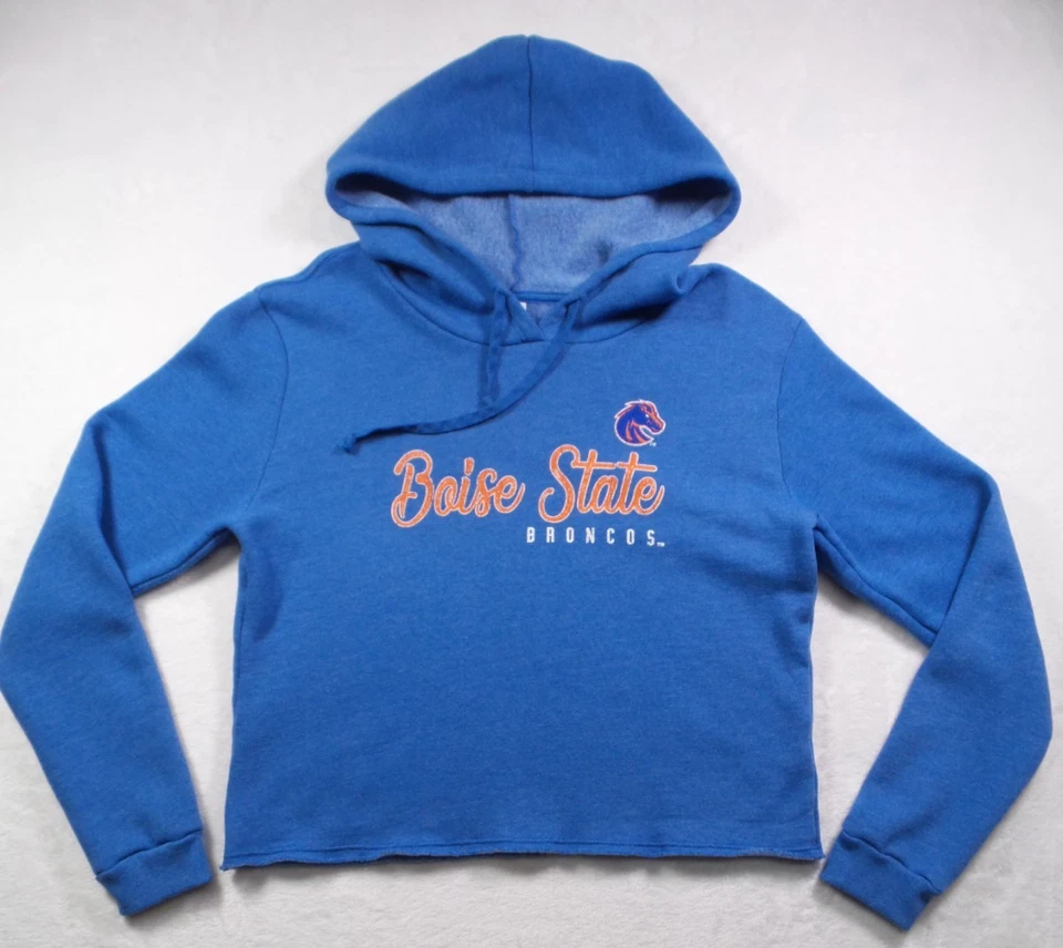 Boise State Broncos Sweatshirt Womens Large Blue Hoodie Cropped Pullover NCAA - Image 1 of 4